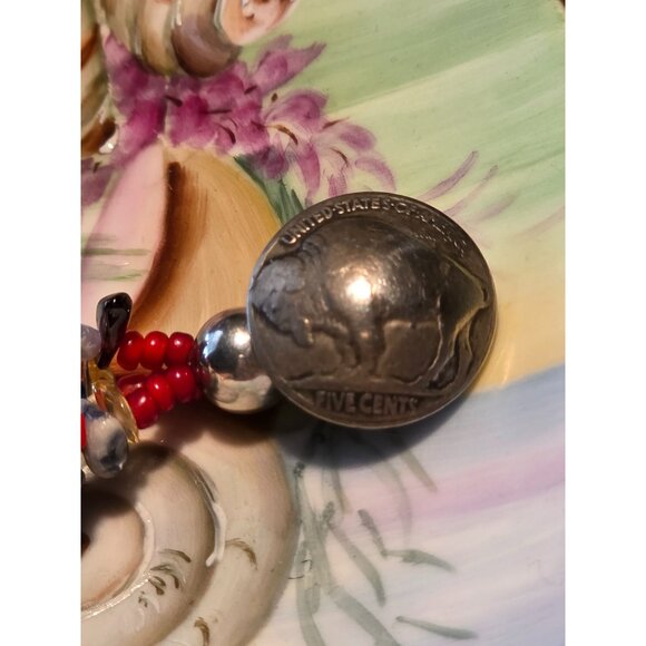 Paige Wallace Handmade Multi-Stone Beaded Bracelet With Buffalo Nickel Clasp - Picture 3 of 13